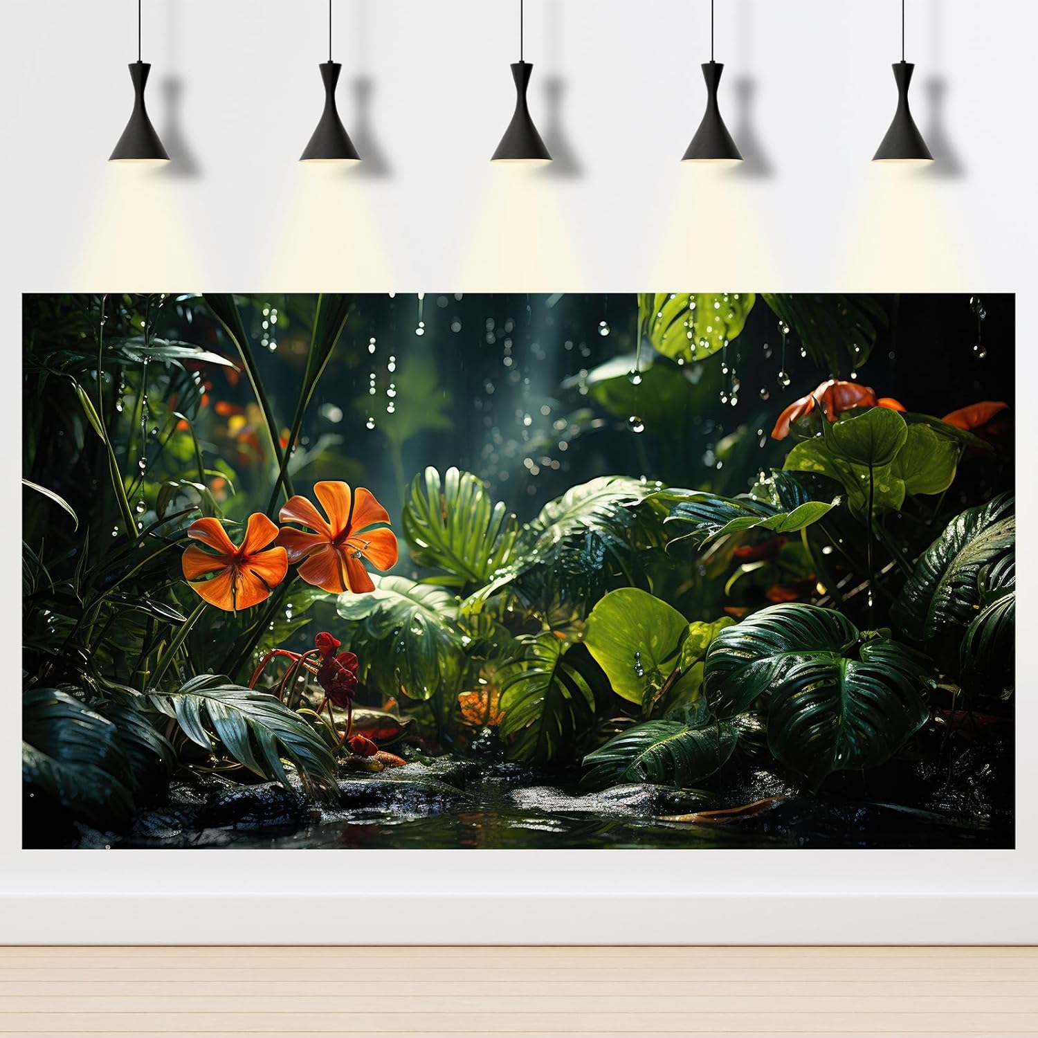 Riivvdise natural jungle forest landscape background applied to the back of a large aquarium