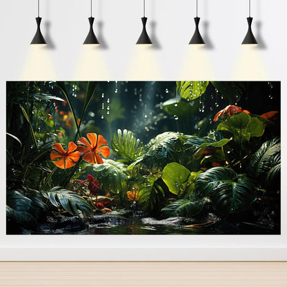 Riivvdise natural jungle forest landscape background applied to the back of a large aquarium