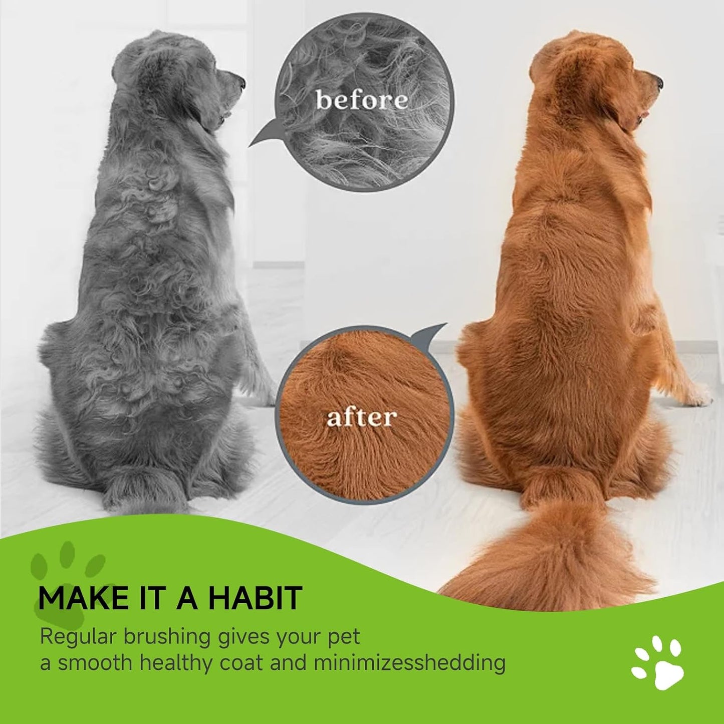 WapaW professional cat shedding brush showing the secure non slip construction.