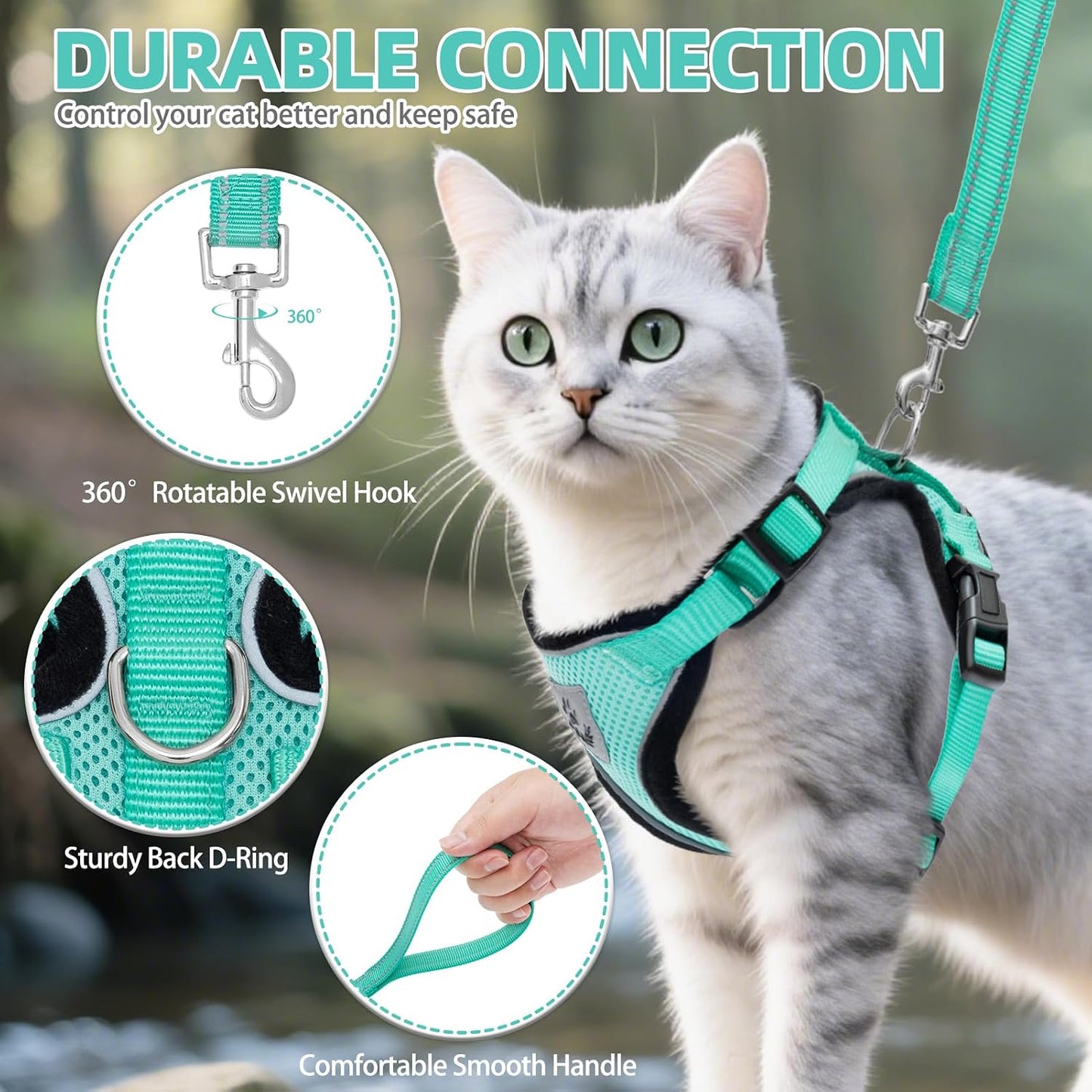 Premium imported USA pet walking set with durable metal D ring attachment