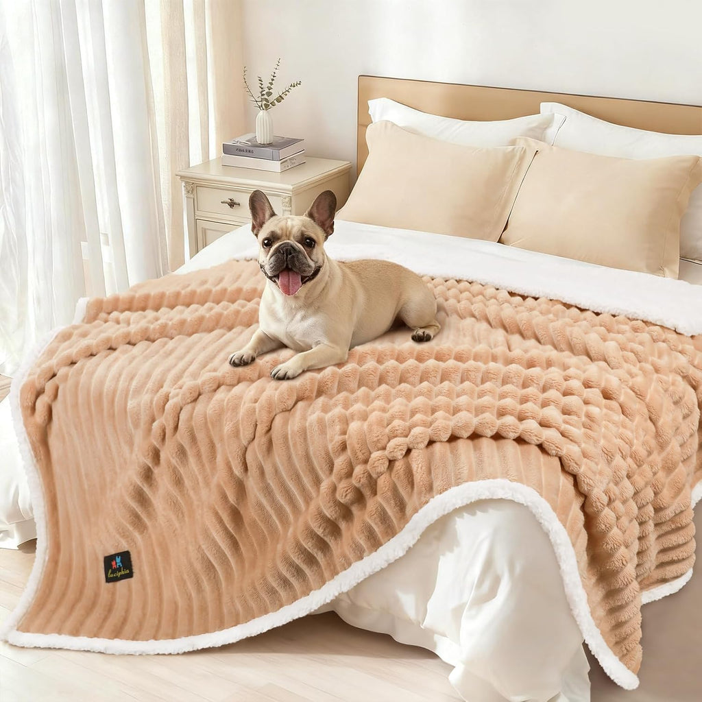 Luciphia Waterproof Dog Blanket for Large Dogs Ultra-Soft Calming Cut Pile Flannel Throw Durable & Warm Furniture Protection for Couch Bed Pet Blanket Machine Washable Stone Gray,L(65''x57'') - Image 13