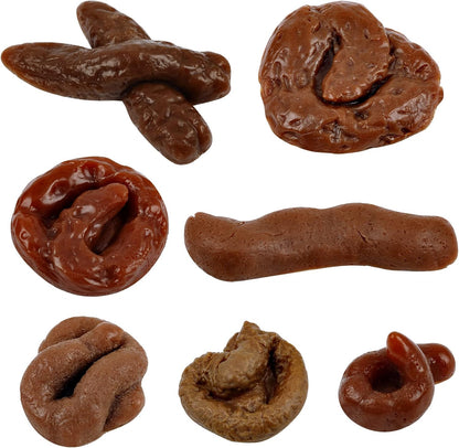 Chivao 7 Pieces Fake Poo realistic turd prank toy set front view showcase