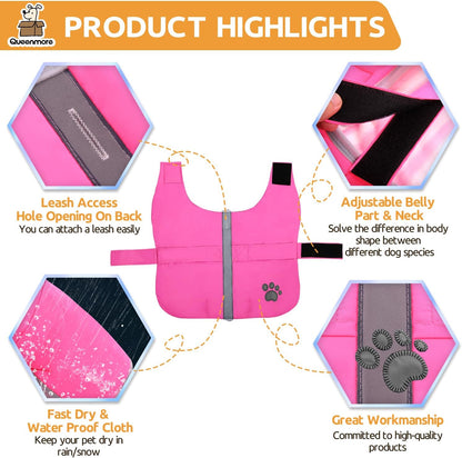 Close up of reflective paw print safety detail on dog jacket
