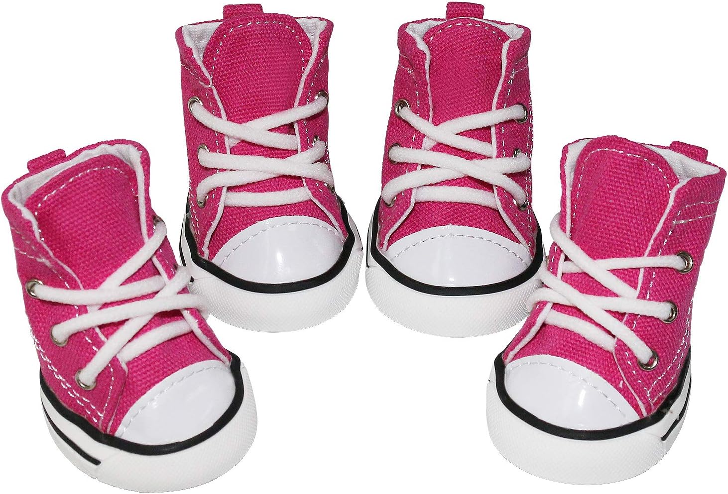 Four piece set of blue denim sneakers for pet outdoor walking