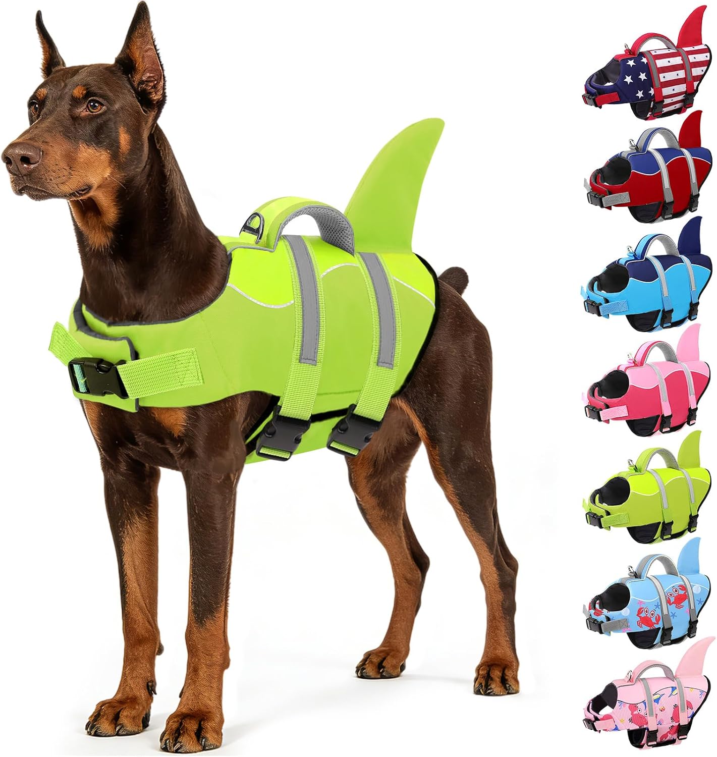 AOFITEE Dog Life Jacket, Dog Life Vest for Swimming, Shark Dogs Swimming Vest with Rescue Handle and Reflective Stripe, Ripstop Pet Float Coat Swimsuit Lifesaver Small Medium Large Dogs Pink XL - Image 11