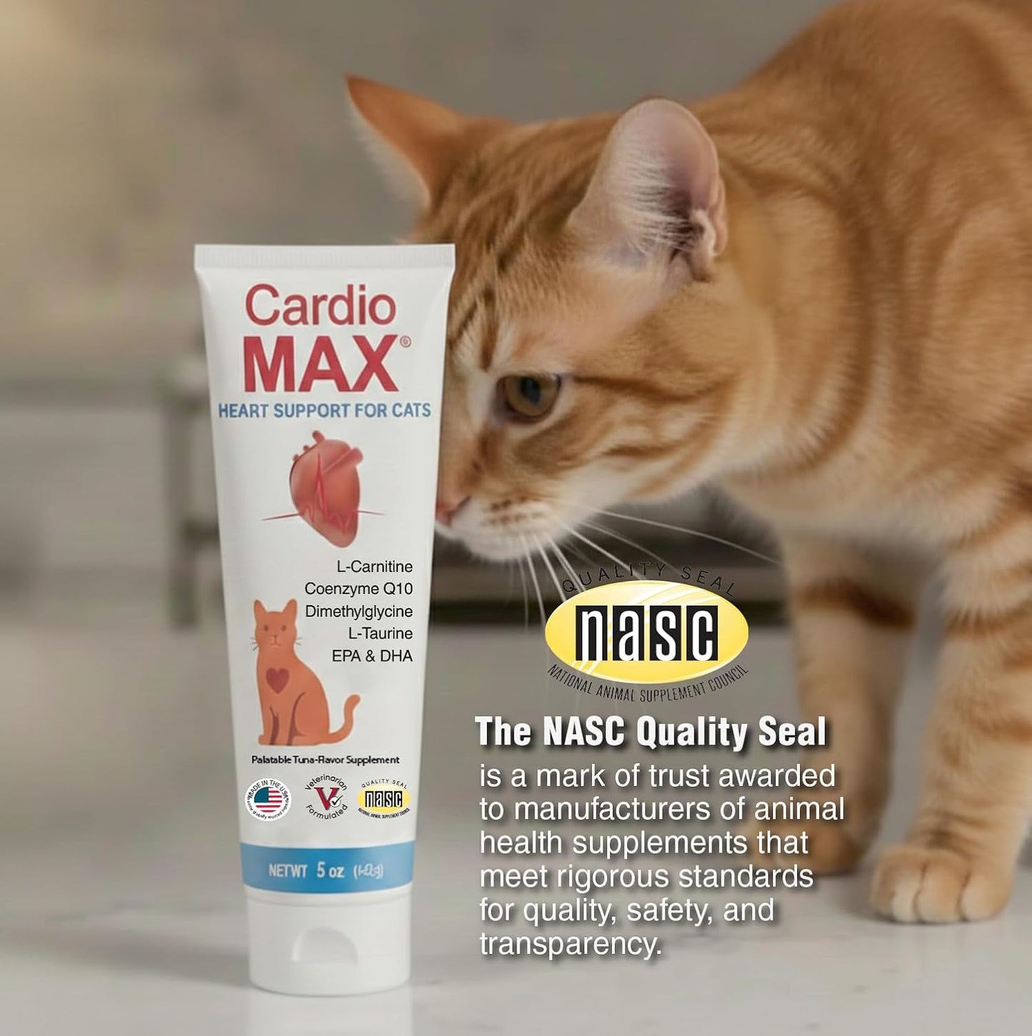 Heart Support Gel for Cats - L-Taurine, L-Carnitine, CoQ10 & Omega-3 (EPA & DHA) - Cardiovascular & Heart Muscle Support - Veterinarian Formulated Cat Cardiac Supplement - Tuna Flavor - 5 oz - Image 11