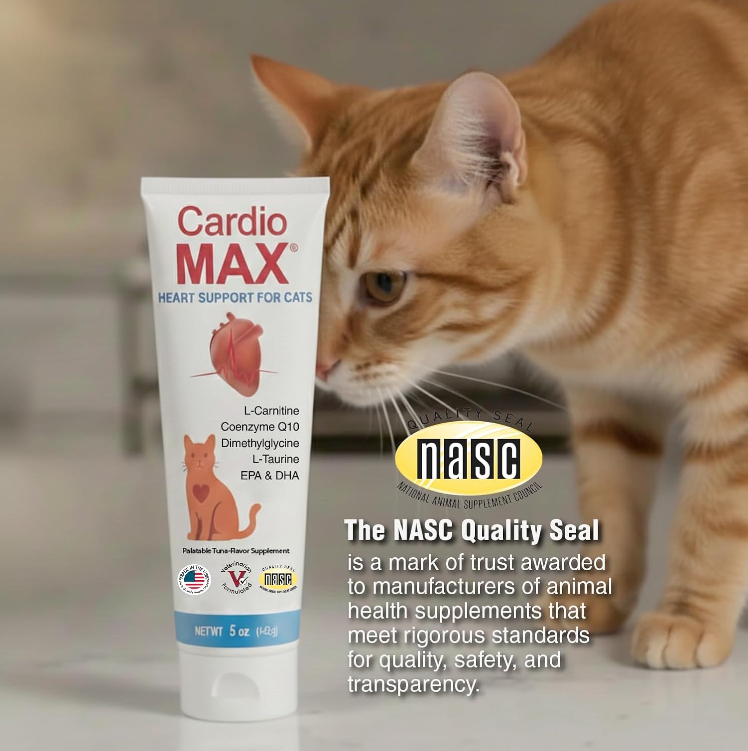 Heart Support Gel for Cats - L-Taurine, L-Carnitine, CoQ10 & Omega-3 (EPA & DHA) - Cardiovascular & Heart Muscle Support - Veterinarian Formulated Cat Cardiac Supplement - Tuna Flavor - 5 oz - Image 11