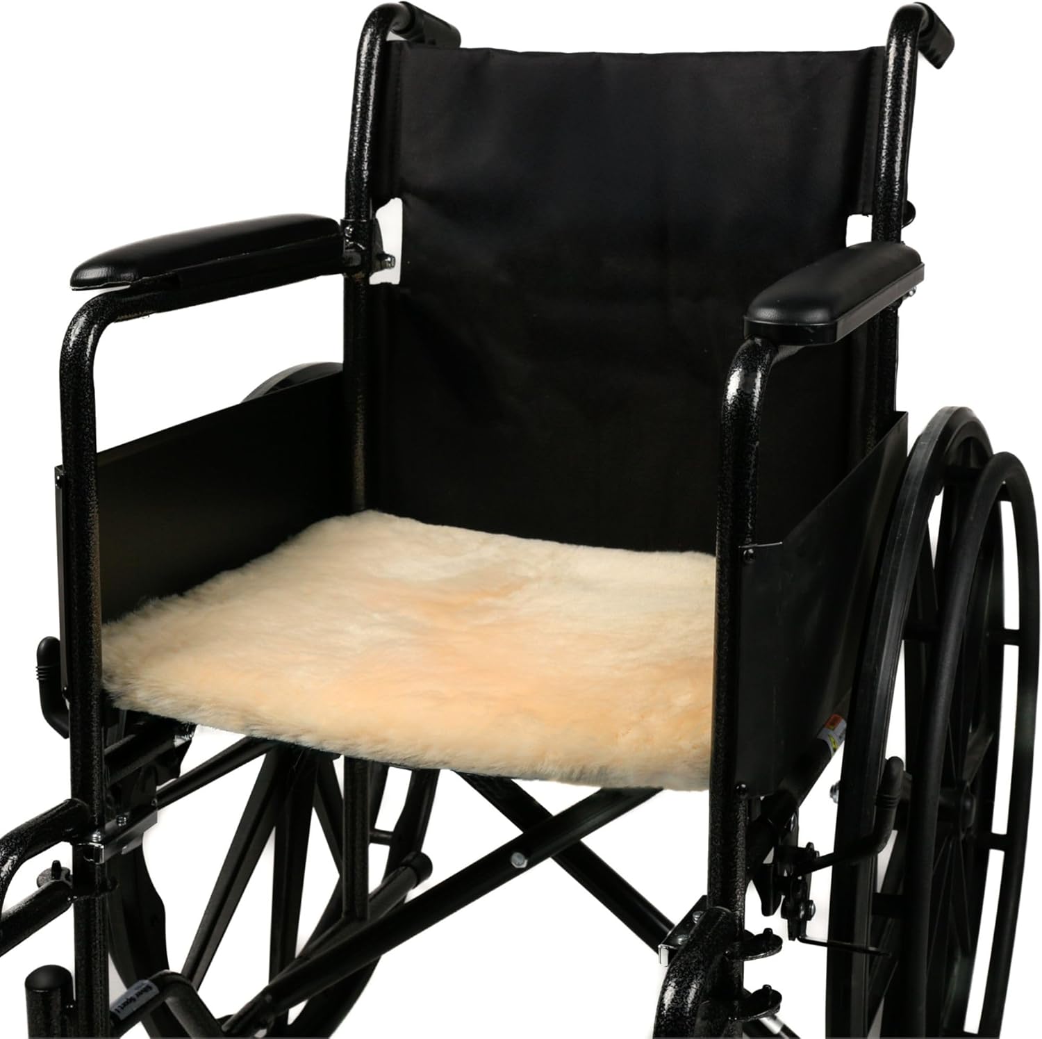 Natural Design medical sheepskin seat pad front view for pressure relief