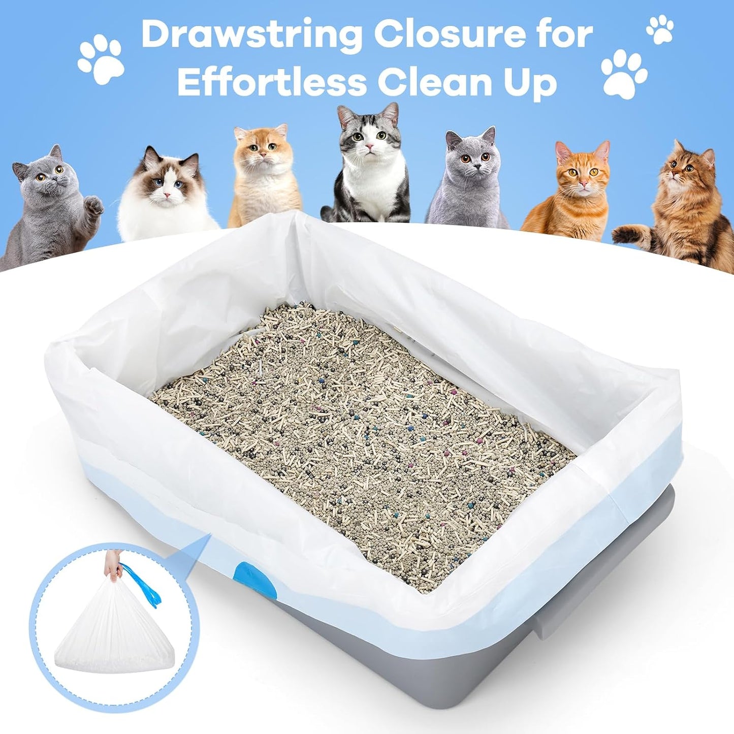 Fumoi cat litter liners sixty count installed inside an automatic self-cleaning waste drawer.