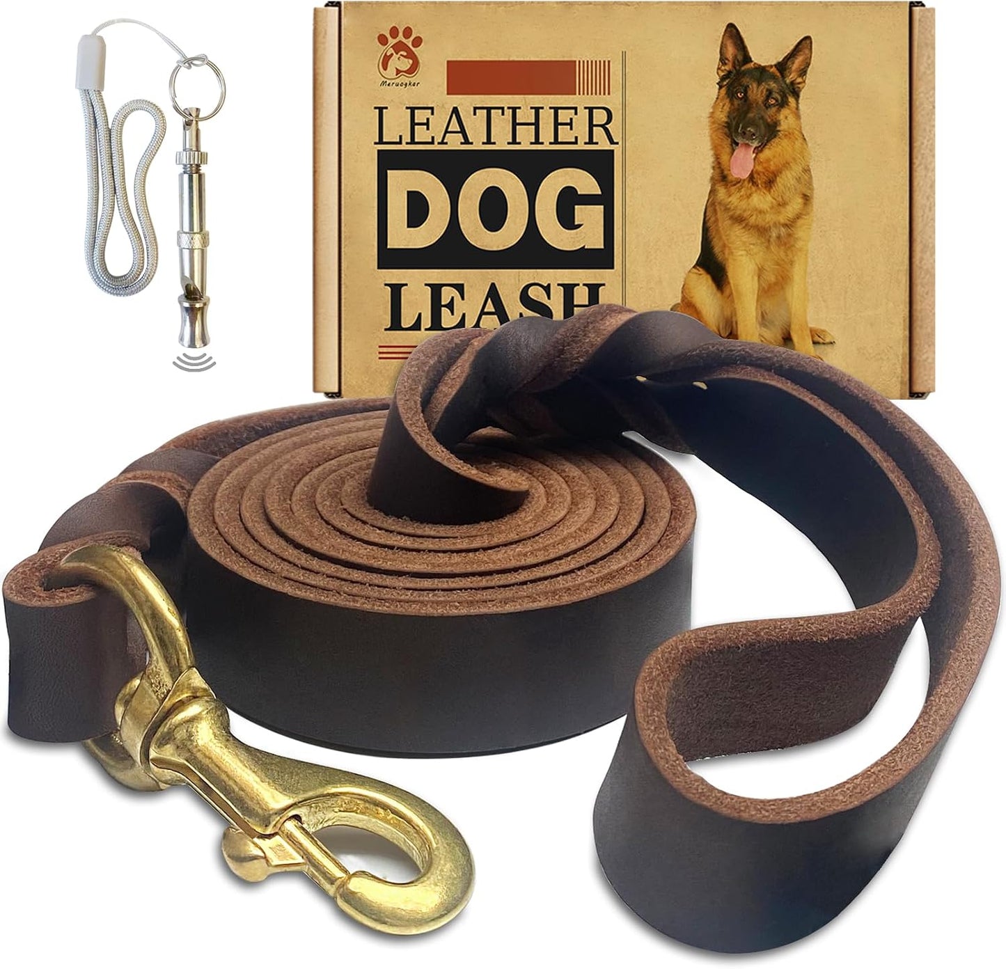 Meruogkar leather dog leash for medium dogs