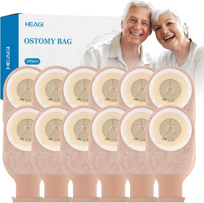 Heagimed one piece colostomy bags front view showcasing the cut to fit hydrocolloid skin barrier