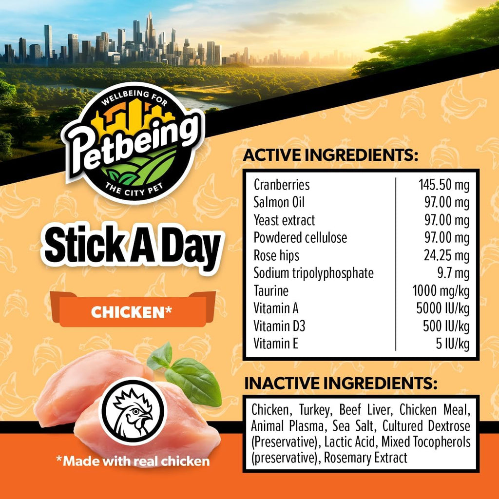 Petbeing daily cat vitamins and nutrients snack stick packaging