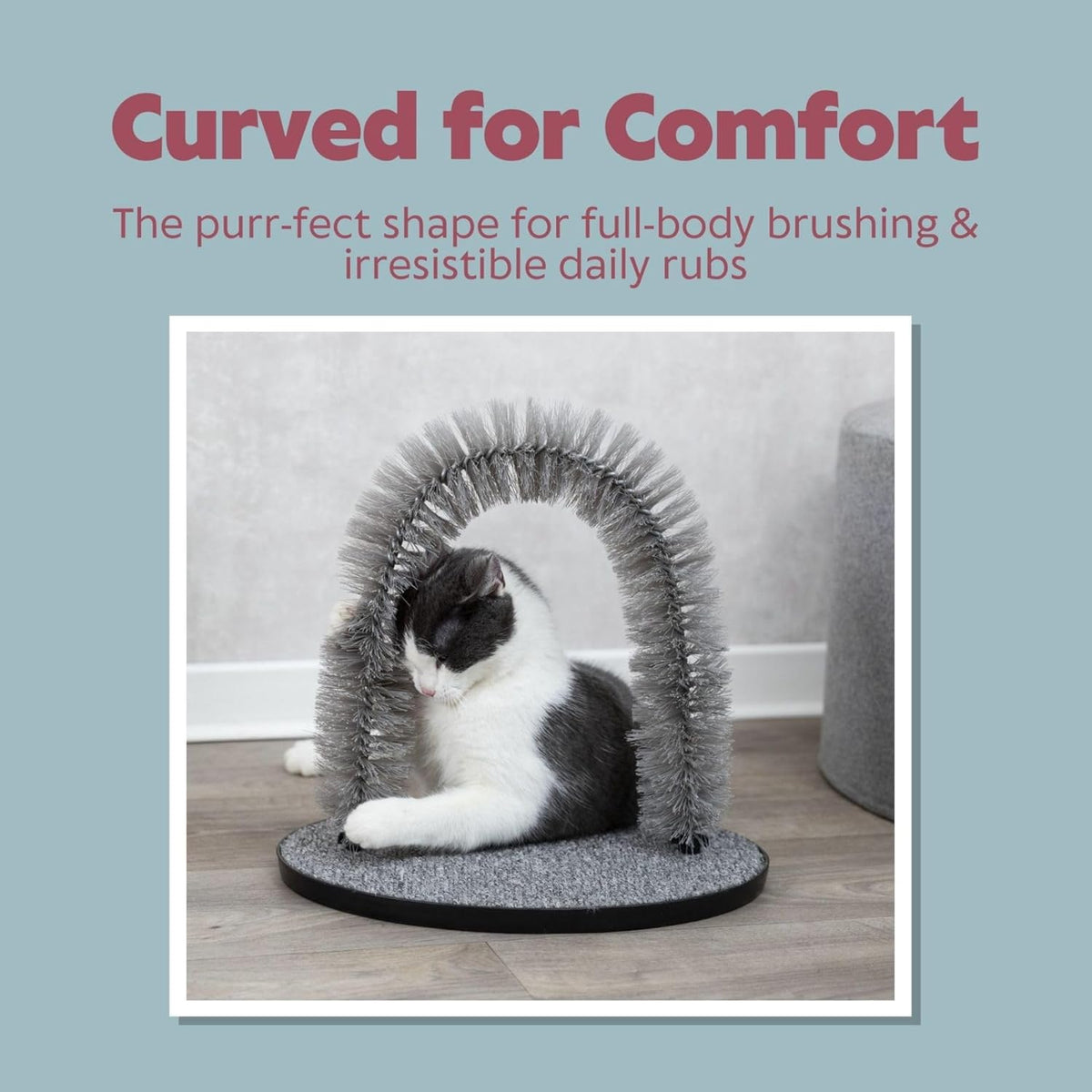 Side profile of the Trixie cat massager designed for indoor cats and kittens