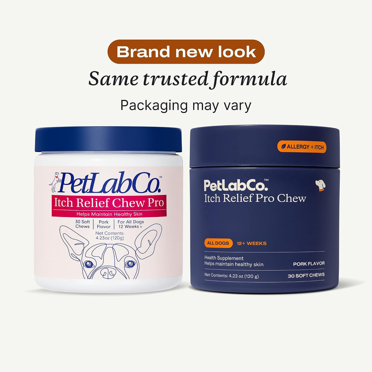 Side view of PetLab Co skin and seasonal allergy supplement detailing beneficial fatty acids.