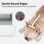 Hand holding Aumuca deshedding tool on white background
