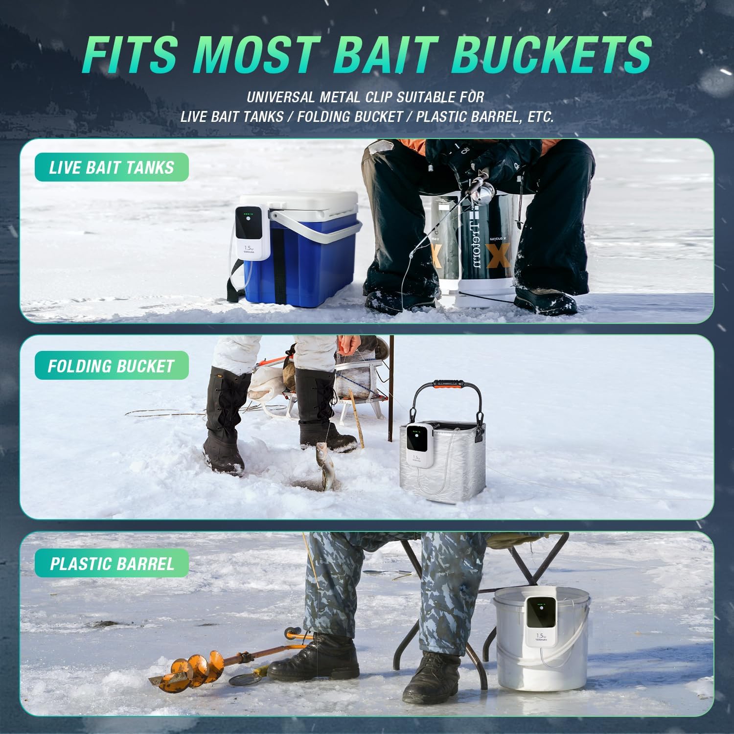 Ghosthorn aerator connected to fishing bait bucket