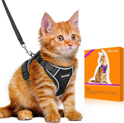 Halypet Cat Harness and Leash Set - MAX Safety 4th-Gen Upgrade, Escape Proof, Adjustable, Comfortable Soft Vest, Easy to Wear Kitten Harness with Reflective Strip for Cats Walking - Small Black - Image 15