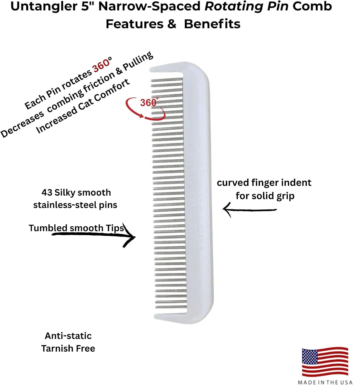 Professional cat grooming comb for detangling