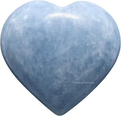 Amazing Gemstone Blue Calcite Celestite Heart front view authentic healing crystal