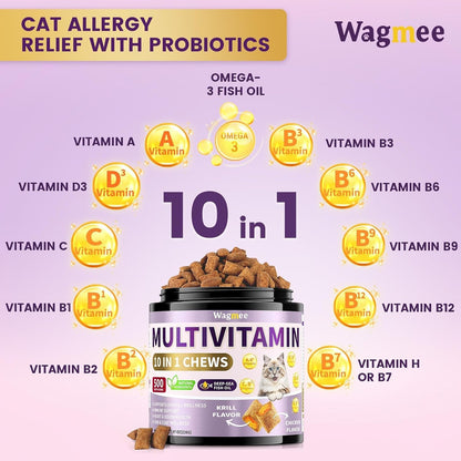 Wagmee cat taurine treats displaying dual-texture crunchy and creamy kibble details