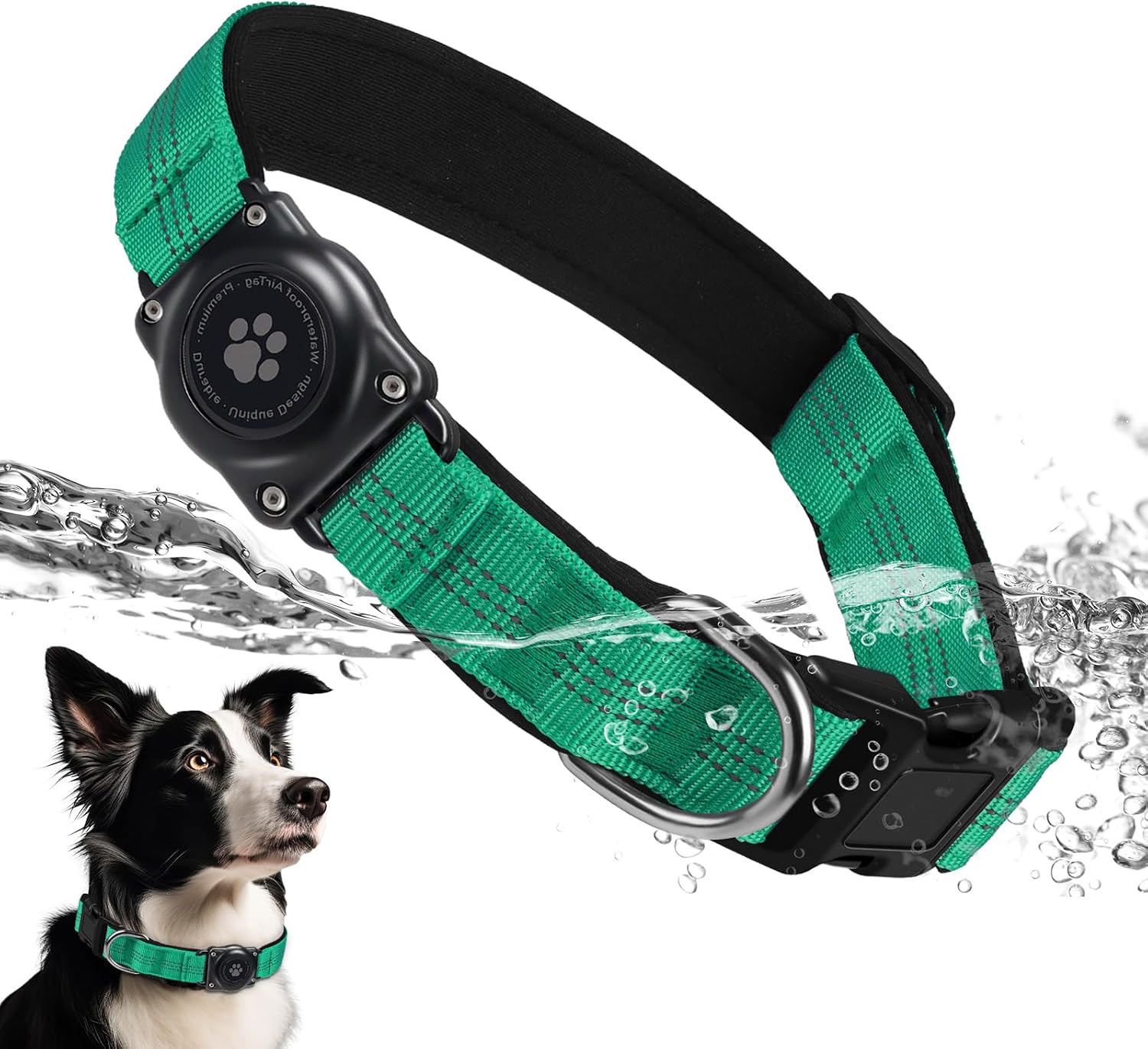 Upgraded AirTag Dog Collar, IP68 Waterproof Air Tag Dog Collar Holder, Reflective, Ultra-Durable, Comfortable Padded, Heavy Duty Dog Collars for Small Medium Large Dogs (M (12.6"-17.1"), Blue) - Image 10