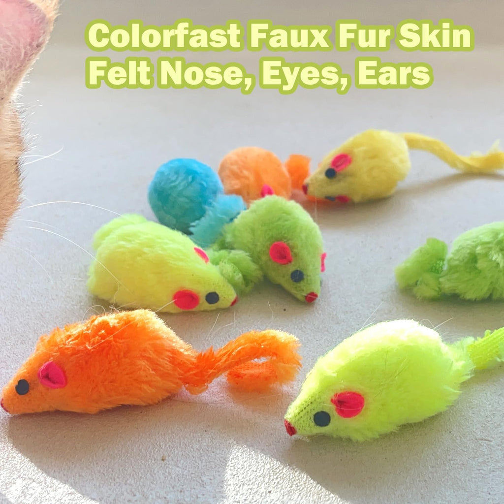 Premium pet mouse toys with sand filled rattling cores for acoustic stimulation