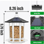 Close up view of clear seed viewing panel on Birdream hanging bird feeder