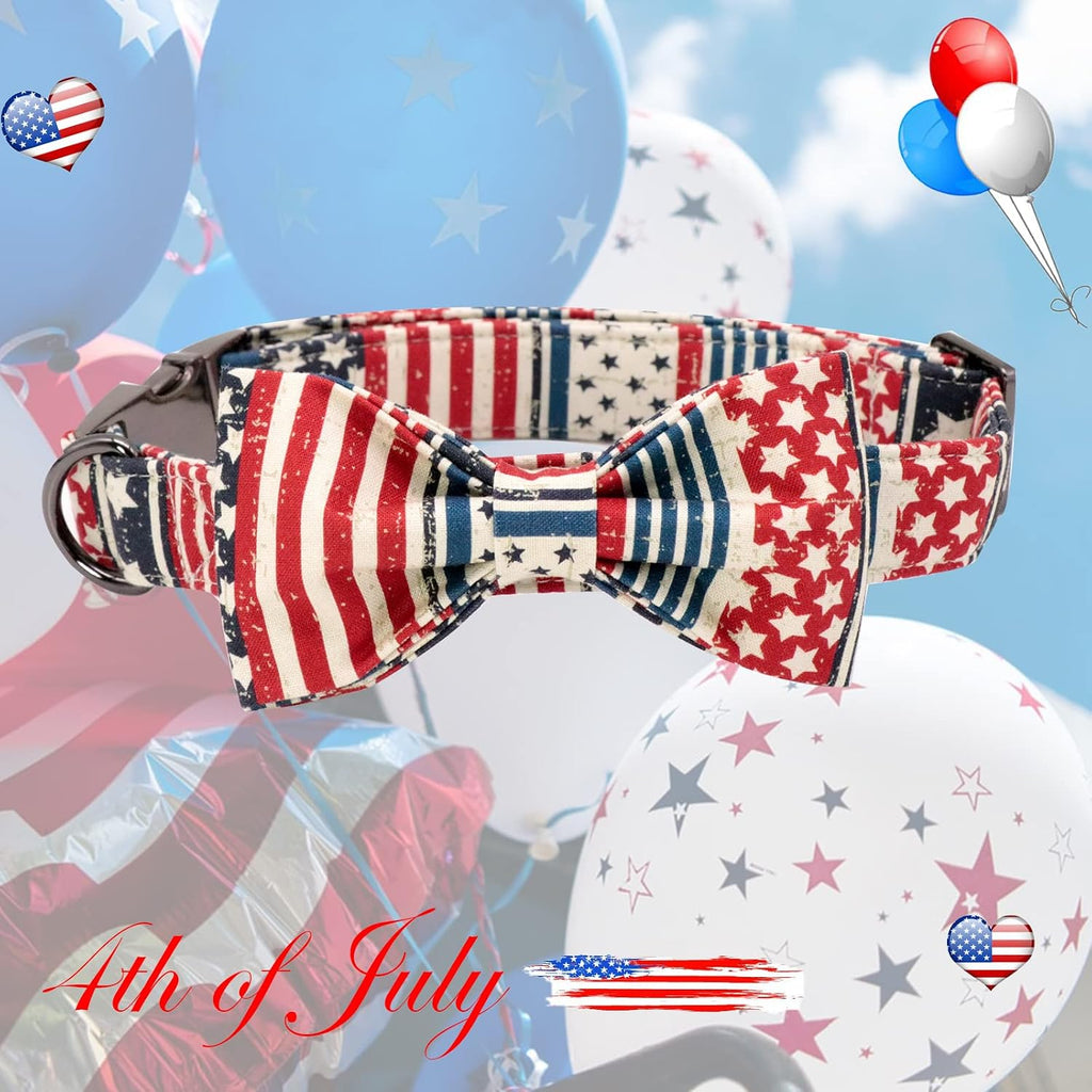 Elegant Little Tail patriotic pet collar with metal buckle