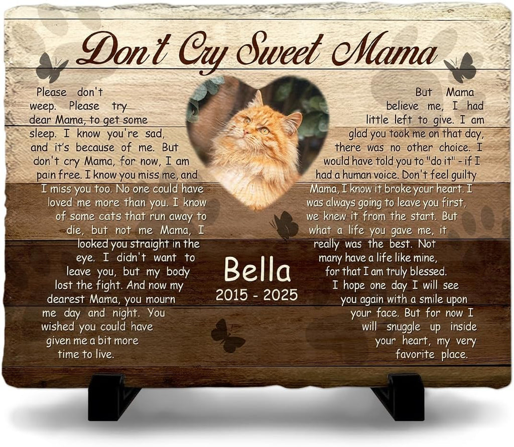 Personalized Cat Memorial Stone, Headstones Gift for Cat Lovers, Loss of Sympathy Gifts with Customizable Photo Prints, Name, Years, Background Color - Image 9