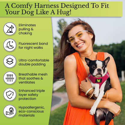 Reflective strip detail on EcoBark dog vest harness