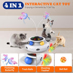 Automatic electronic kitten toy with green track balls and glowing neon LED lights