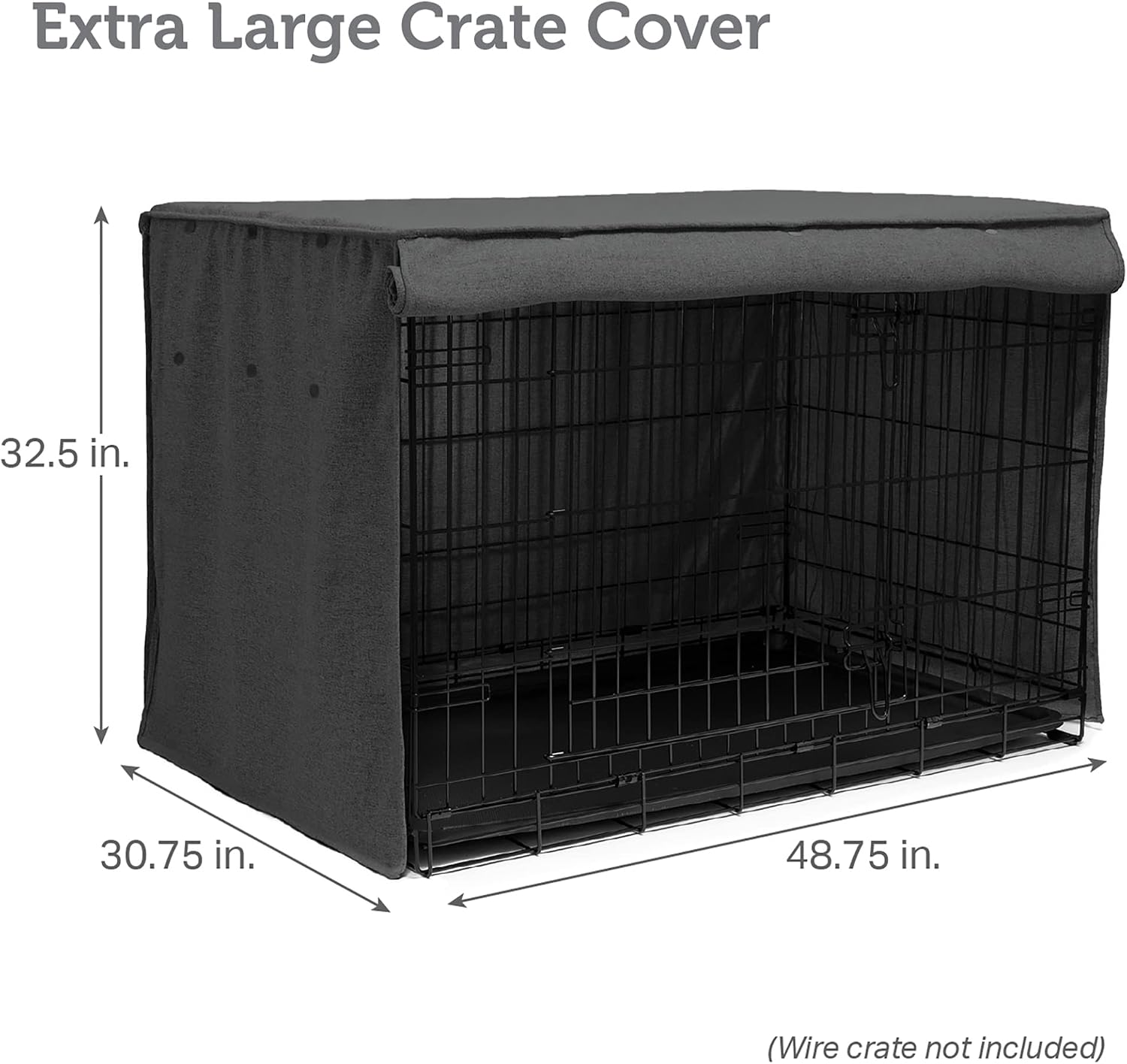 Friends Forever dog crate cover fitted on a heavy duty large dog cage