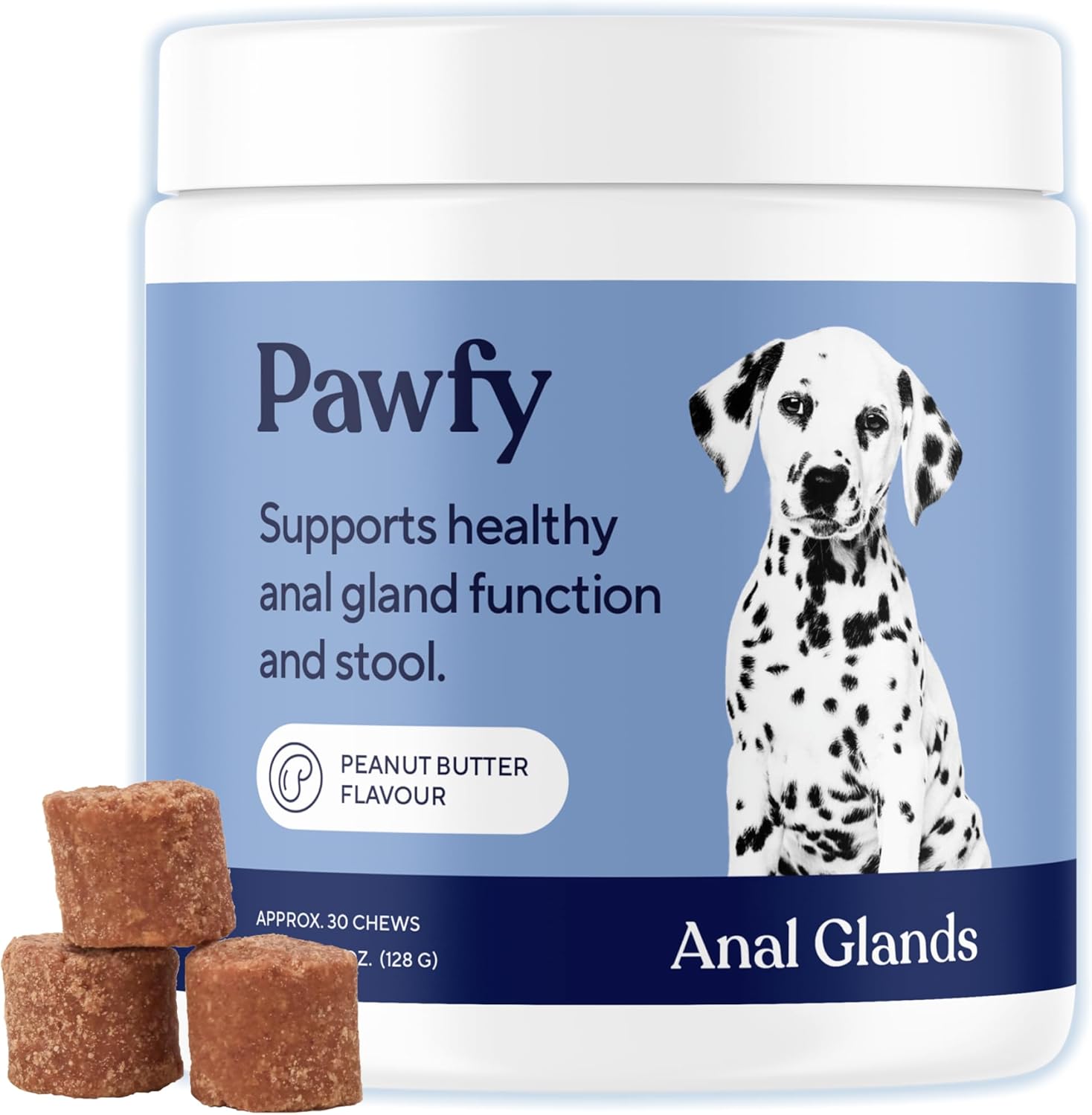Pawfy Anal Gland Chews for Dogs with Peanut Butter front view