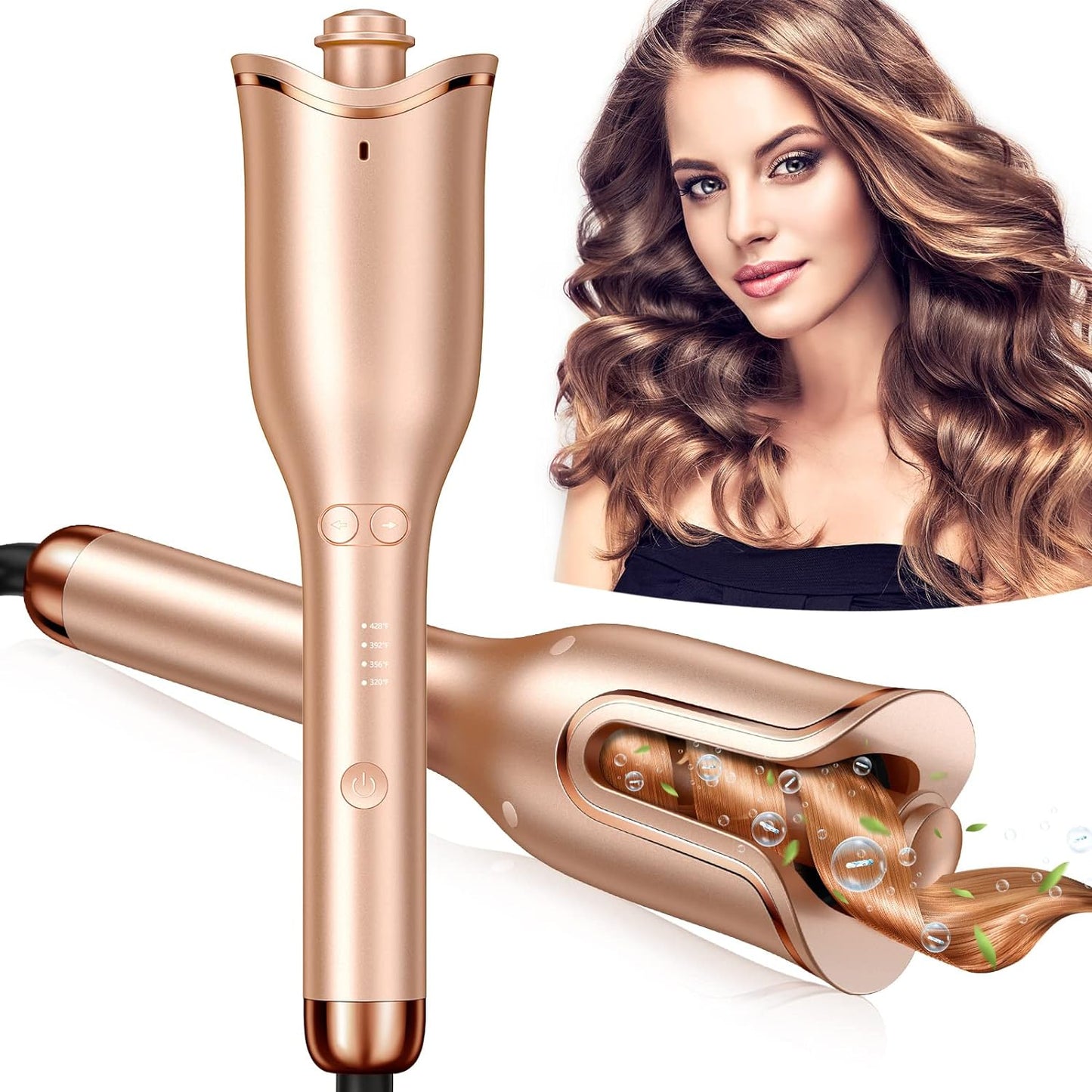 Follexmoe automatic hair curler front view rose gold