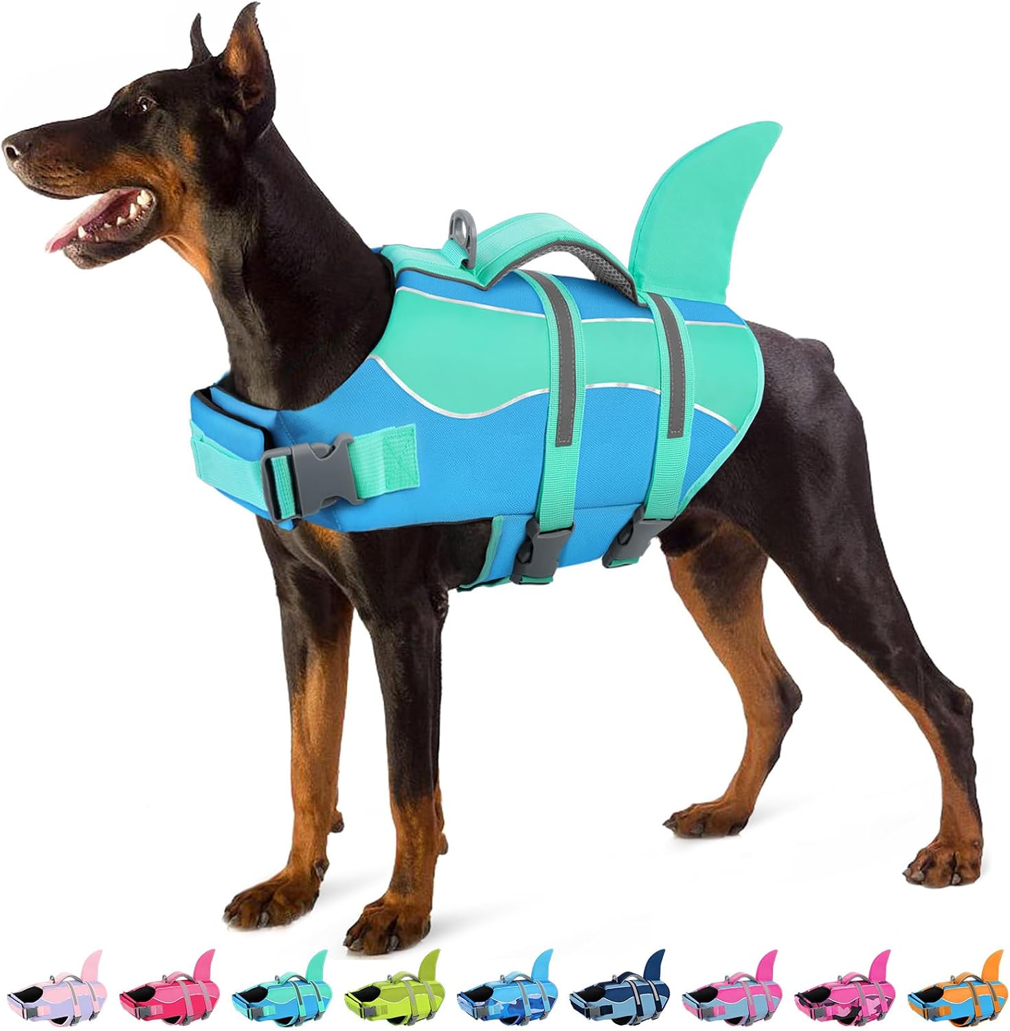 Dog Life Jacket - Shark Dog Life Vest for Swimming Boating, Reflective Lifejacket with High Buoyancy and Rescue Handle, Adjustable Lifesaver for Small Medium Large Breeds, Blue Camo S - Image 11