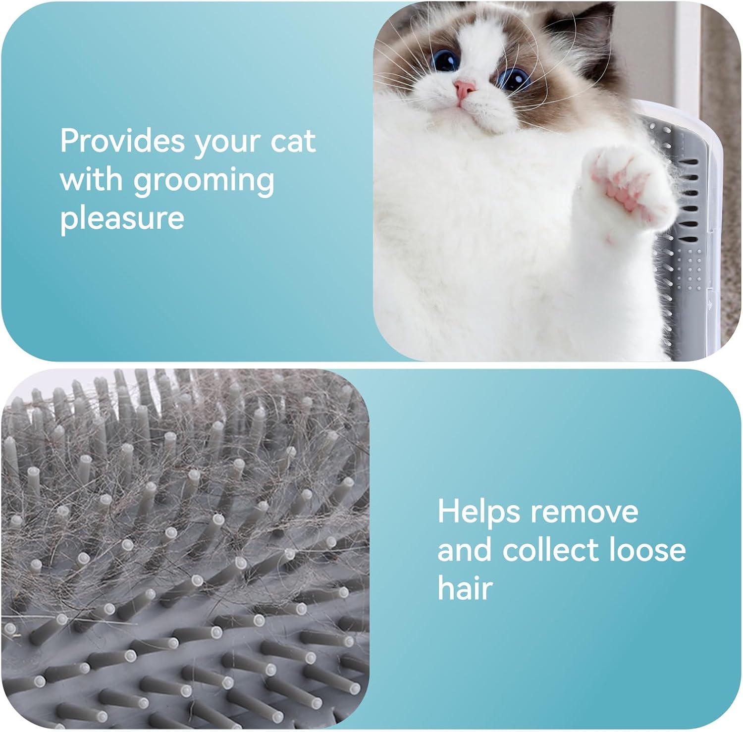 Tiny Pets cat self grooming wall brush pack of two mounted on a room corner