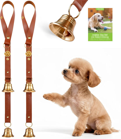 FOLKSMATE Leather Dog Door Bells for Potty Training, Big Brass Puppy Dog Door Bells Extra Loud for Dogs Training, Housebreaking, Door Knob, Dog Bell to Ring to Go Outside Puppy Pet Supplies Leather - Image 9
