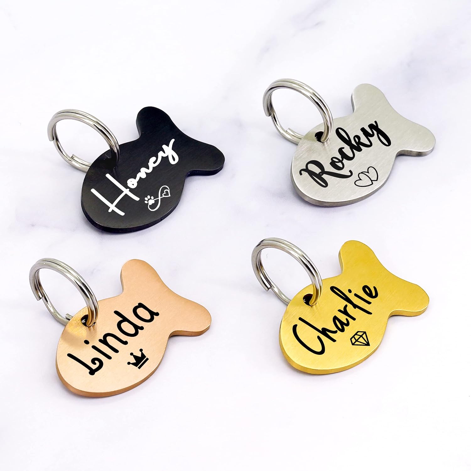 Ultra Joys lightweight fish design custom engraved tag scaled for pets under ten pounds