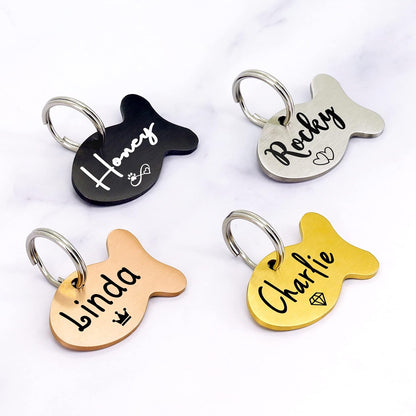 Ultra Joys lightweight fish design custom engraved tag scaled for pets under ten pounds