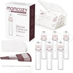 Momcozy Colostrum Collector front view showing six silicone containers in storage case