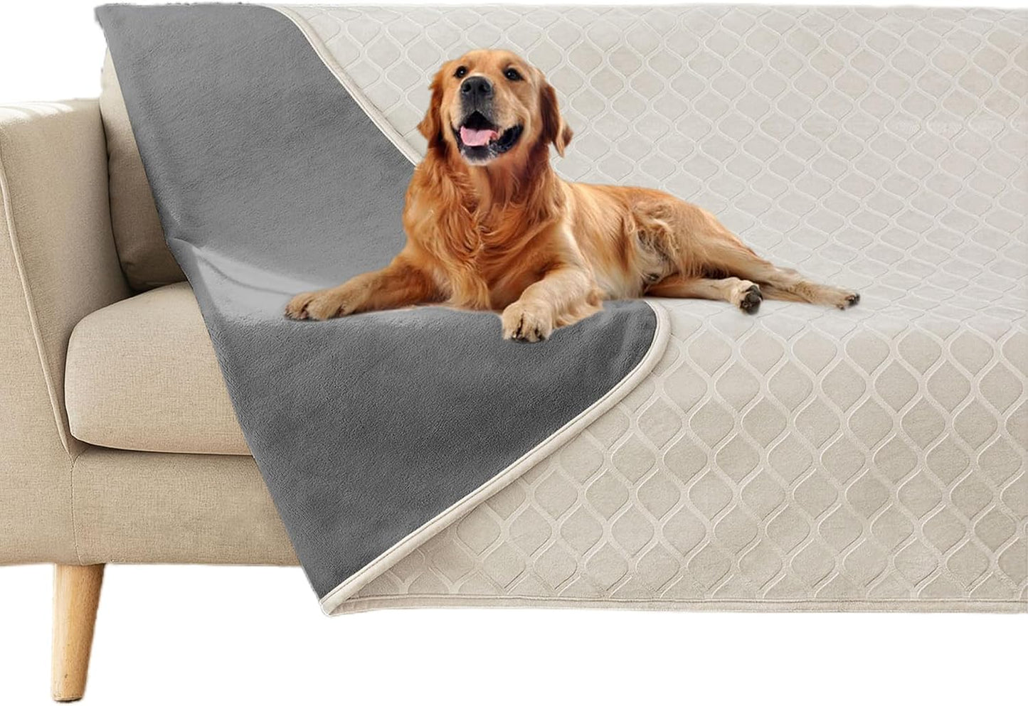 fuguitex Waterproof Dog Blanket Bed Cover Dog Crystal Velvet Moroccan Fuzzy Cozy Plush Pet Blanket Throw Blanket for Couch Sofa(40 * 60 inch, Cream+Beige) - Image 10