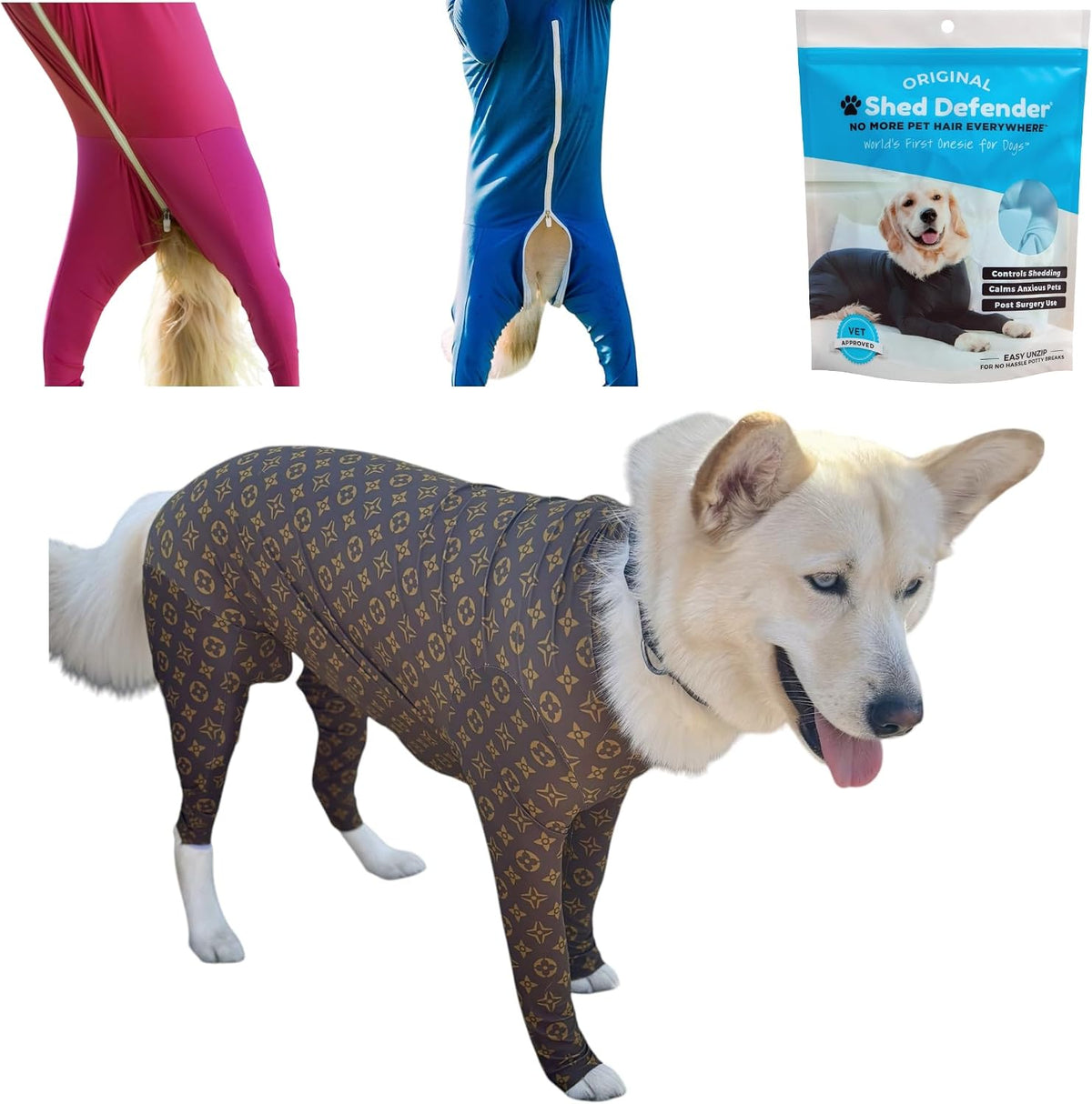 Shed Defender Original Dog Onesie for Shedding Control - Seen on Shark Tank, Lightweight Breathable Dog Suit, Bodysuit for Dogs, Recovery Suit, Anxiety Relief, Full Coverage, Easy On/Off, Dog Jumpsuit - Image 9