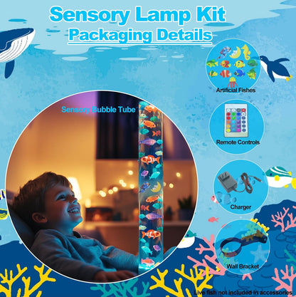 Muiofang autism and ADHD friendly bubble lamp illuminating a darkened sensory room with soothing purple LED light.