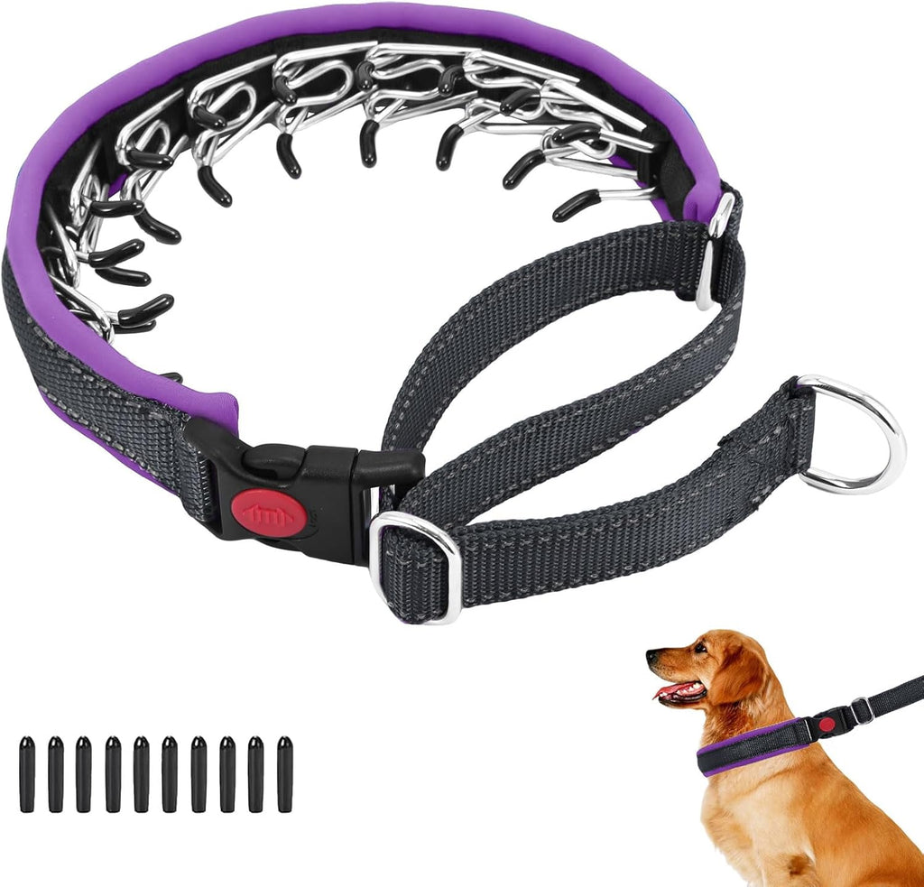 Martingale No Pull Dog Collar for Large Medium Small Dogs, Heavy Duty Nylon Reflective Adjustable Anti Pull Slip Collar with Buckle for Training Walking M Black Hot Pink - Image 12