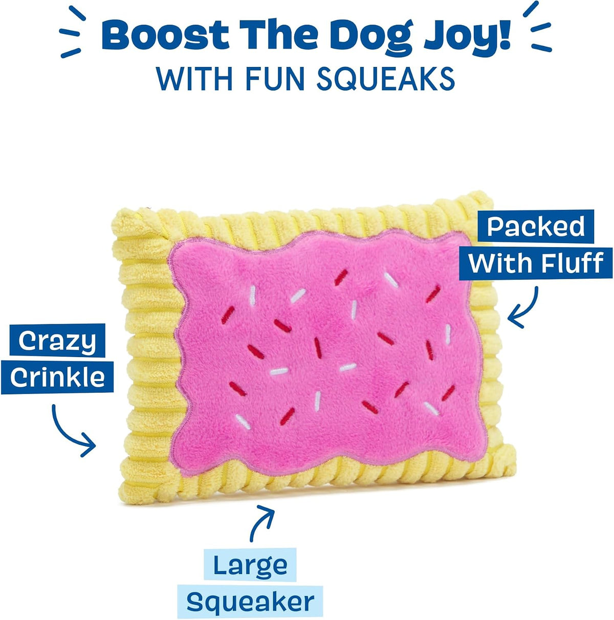 Barkbox toaster pastry shaped dog toy in hand