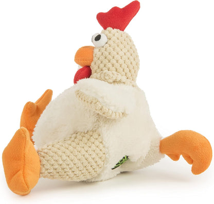 goDog Checkers Fat White Rooster large squeaky plush chew resistant toy