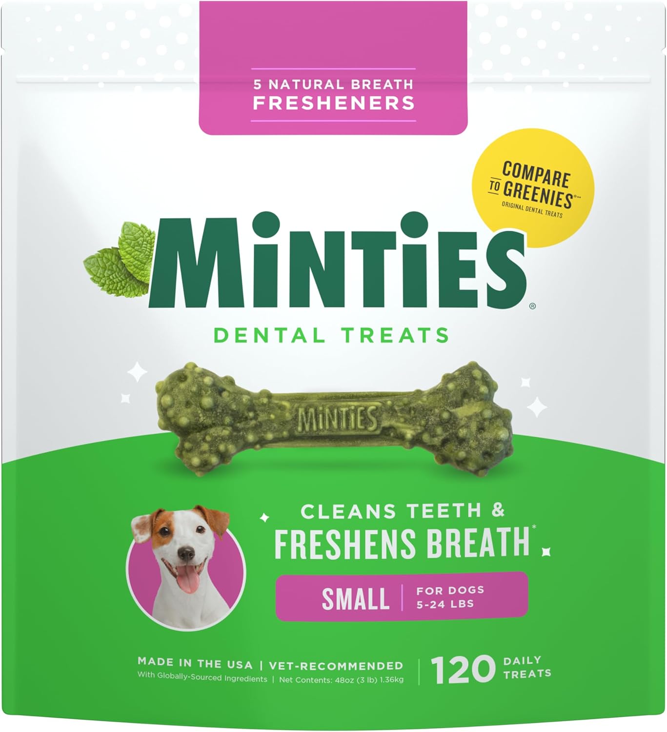 Minties Dental Chews for Dogs, 60 Count, Vet-Recommended Mint-Flavored Dental Dog Treats for Medium Dogs, Bones Clean Teeth, Fight Bad Breath, and Removes Plaque and Tartar - Image 11