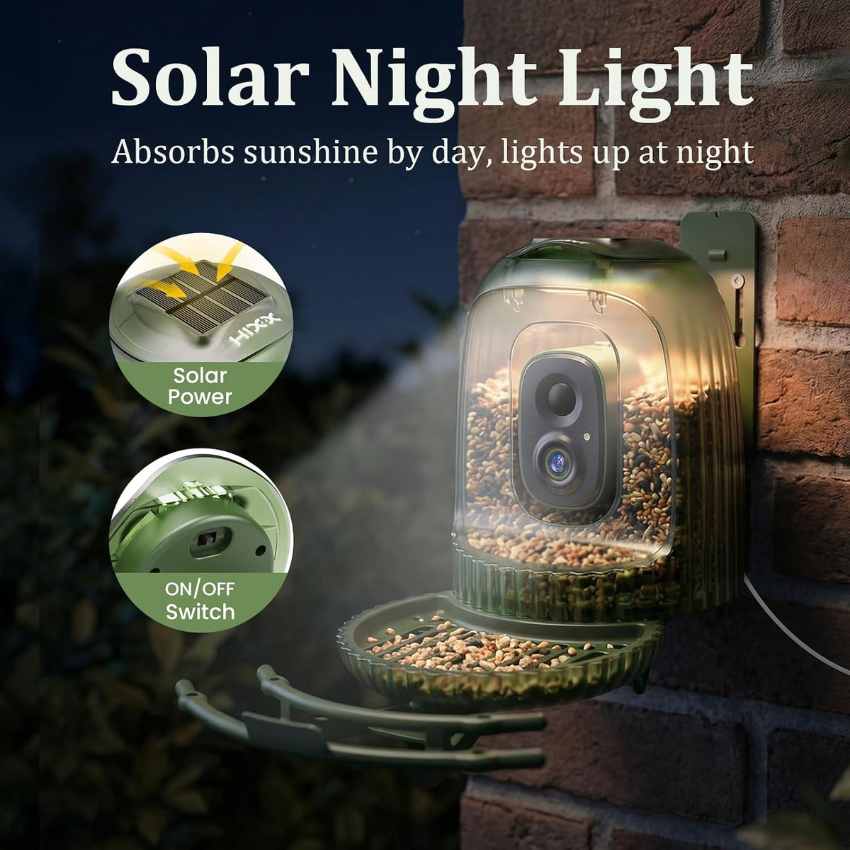 Smart Bird Feeder with Camera Solar Powered, Auto Capture 2.5K Videos - Image 3