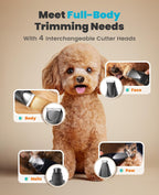 Oneisall pet hair trimmer with integrated LED light illuminating a dog paw for precise clipping.