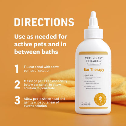 Top view of Veterinary Formula ear therapy cap and bottle packaging